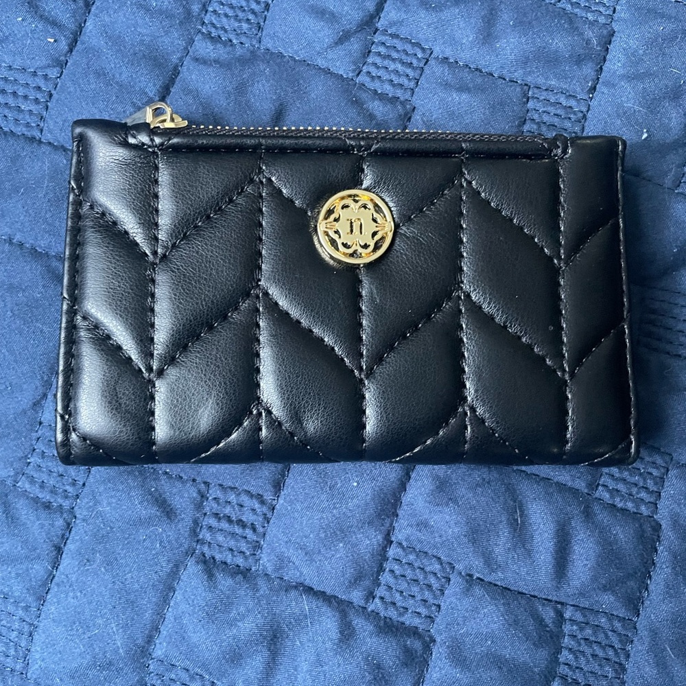 Nanette Lepore Black and Gold Quilted Wallet